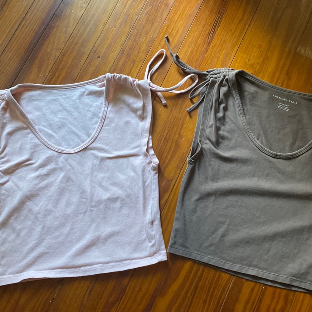 Two American Eagle tees size XS one light brown and light pink/blush